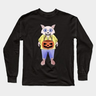 Pumpkin Cat Halloween Long Sleeve T-Shirt